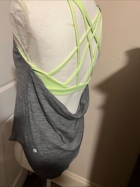 lululemon athletica Gray Tank with Lime Green Strappy Back